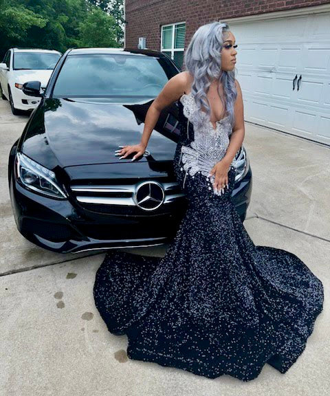 Favorite Girl semi-custom prom gown — built to exact measurements, Bellz Couture Detroit occasion dress